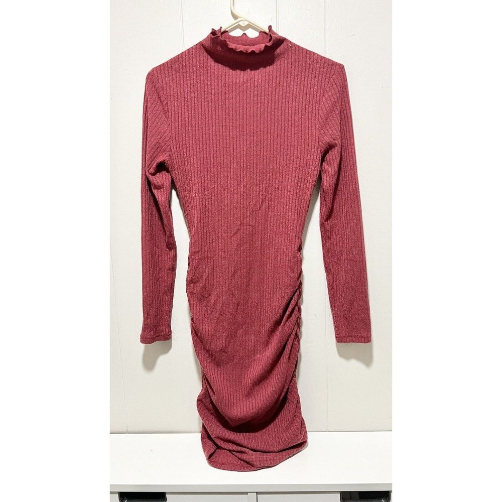SHEIN Bodycon Shirt Dress Long Sleeve Casual Party Mini Dress Ruche Size M